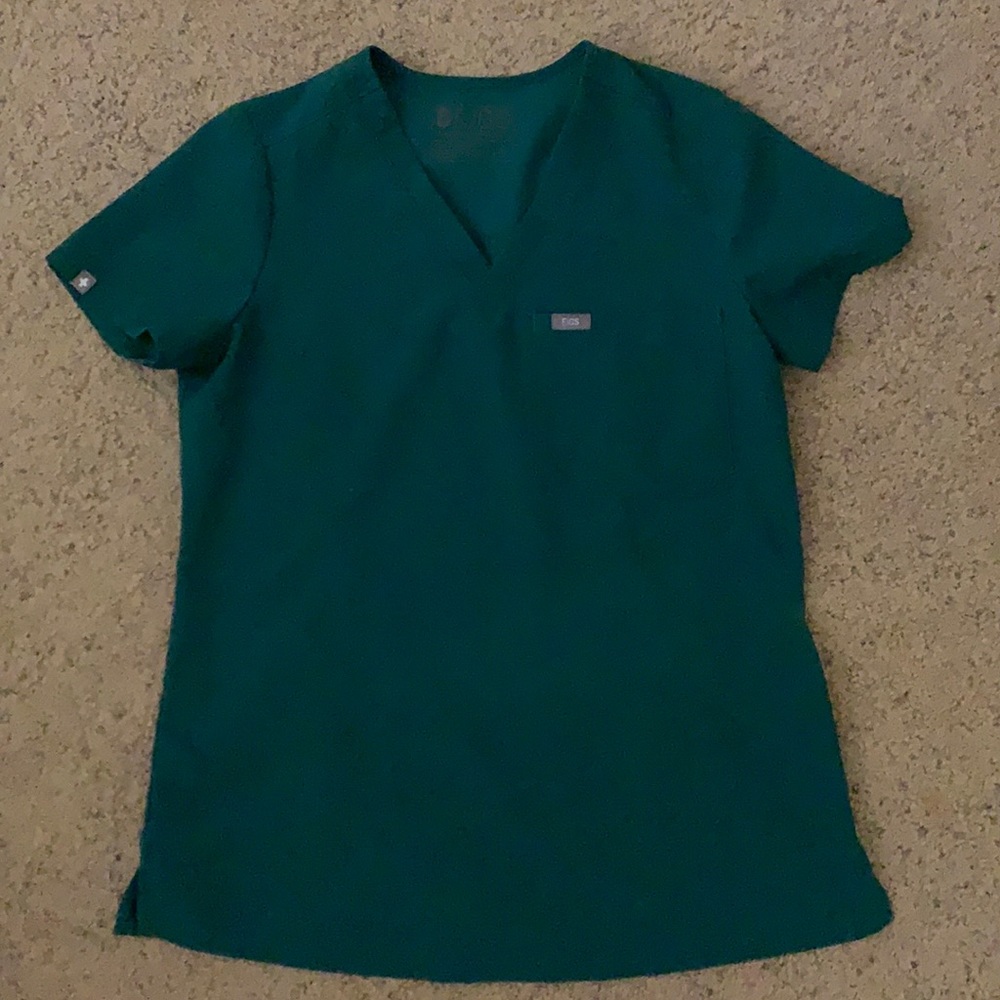 XS Figs Hunter Green One Pocket Scrub Top